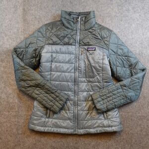 Patagonia Jacket Women Small Gray Radalie Full Zip Coat Colorblock Puffer 27690
